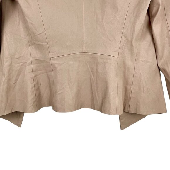 Zara Basic Baby Pink Vegan Faux Leather Moto Boho Button Cropped Blazer Size XS - Picture 6 of 12